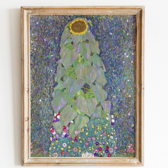 Sunflower Painting Klimt Print Wall Art Sunflower Gifts Floral Painting Pt34
