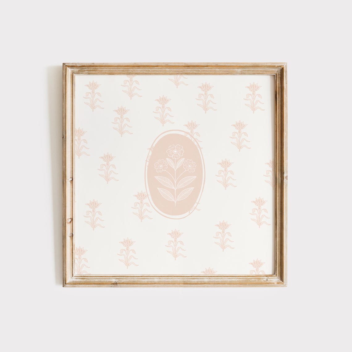 Peach Floral Pattern With Central Botanical Medallion Cottage Poster