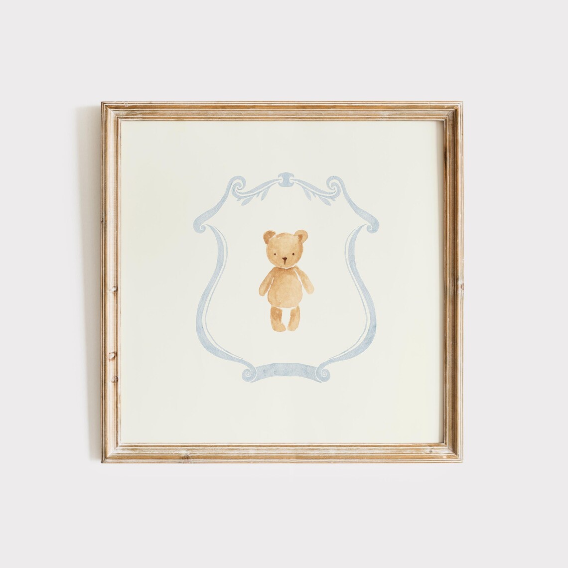 Honey Brown Teddy Bear Watercolor Nursery Square Decorative Wall Poster
