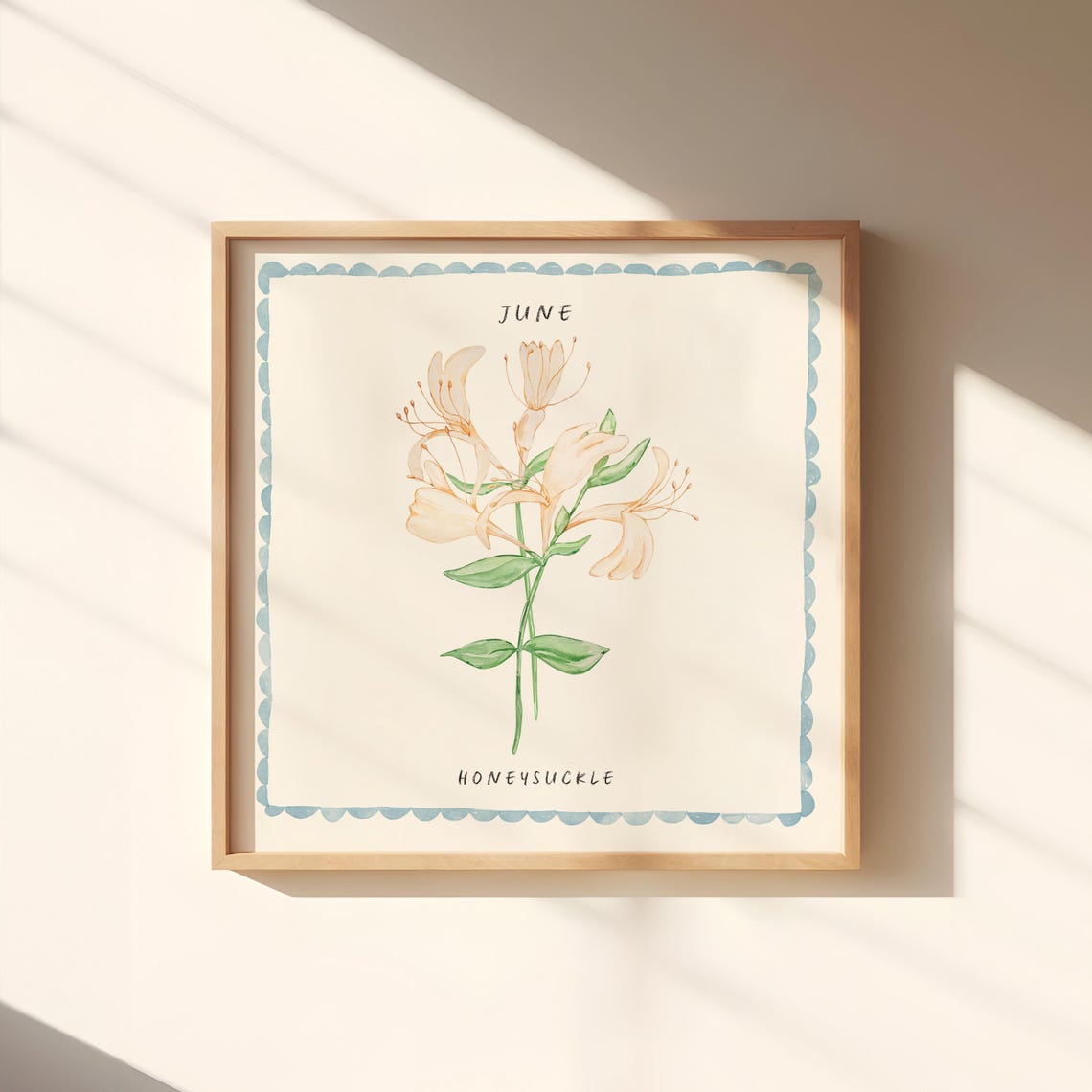 June Honeysuckle Birth Flower Watercolor Botanical Wall Art Print - Image 3
