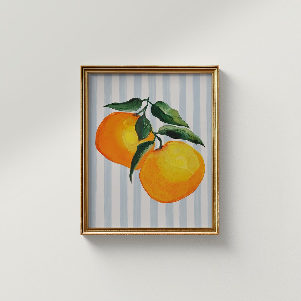 Blue Striped Minimal Berry Art Print, Vintage Floral - Image 2