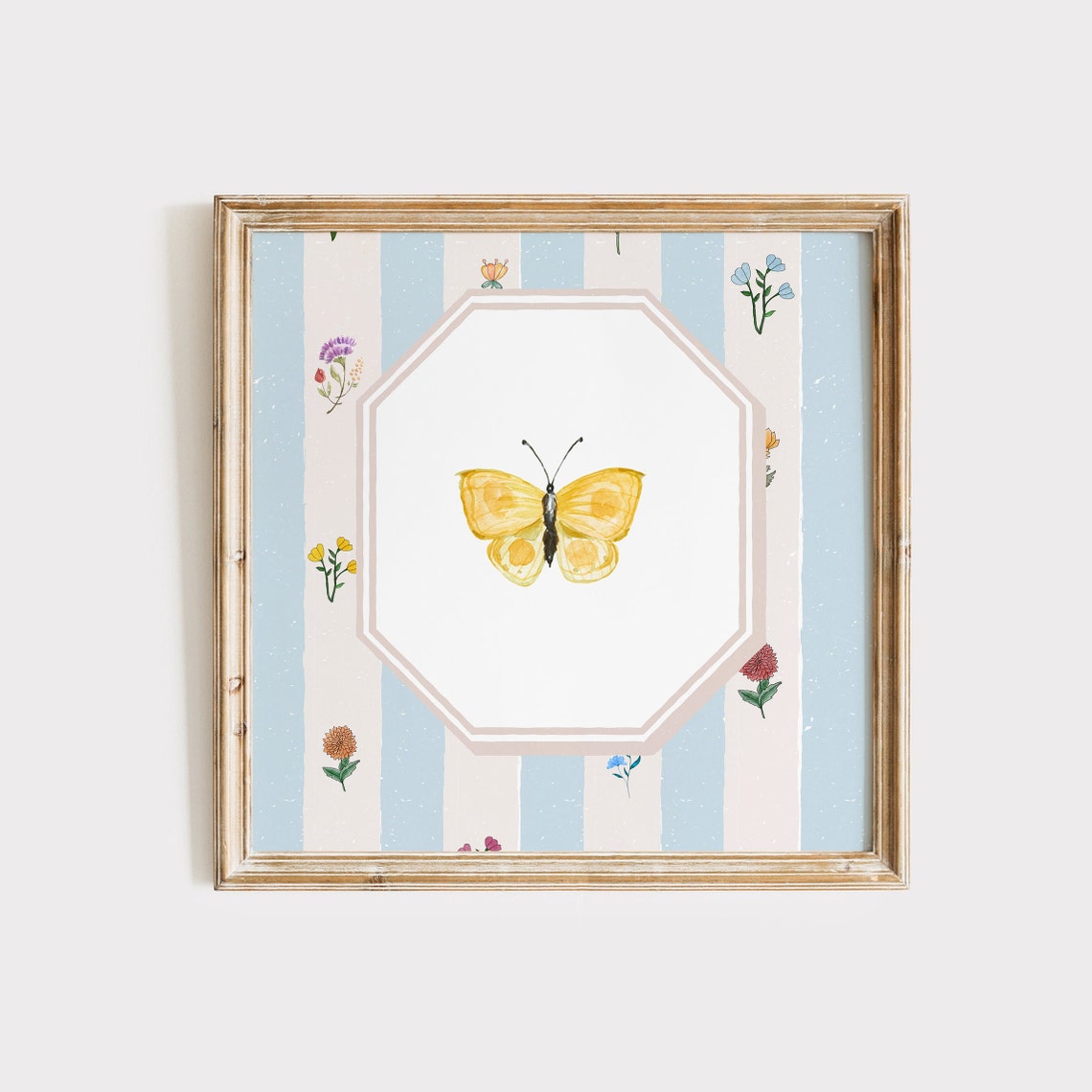 Butterfly Vintage Square Print Instant Wall Art Trendy Decor Nursery Living Room Art Cottage Kitchen