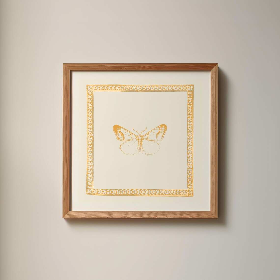 Mustard Yellow Butterfly Ornamental Border Minimal Vintage Poster - Image 3