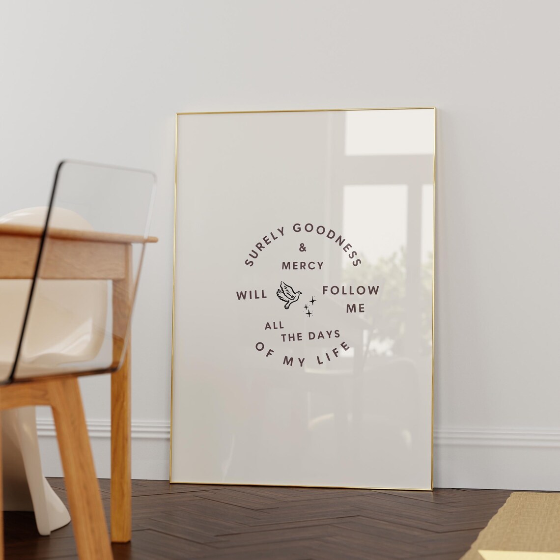 Surely Goodness And Mercy Art Print Wall Art Christian Decor Minimalist Scripture