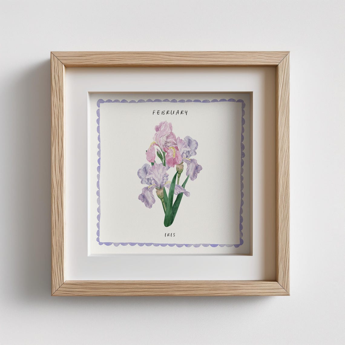 February Iris Birth Flower Watercolor Botanical Wall Art Print - Image 2
