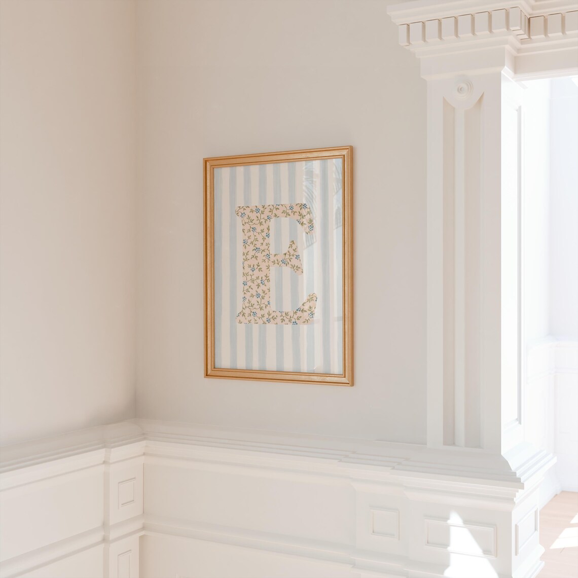 E Initial Watercolor Floral Art Gift Idea Poster - Image 2