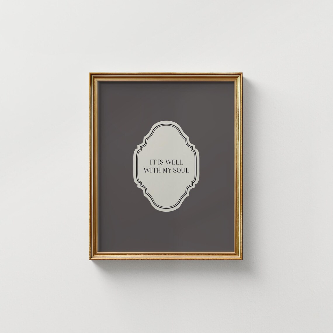 It Is Well With My Soul Charcoal Vertical Quote Ornate Wall Art - Image 5
