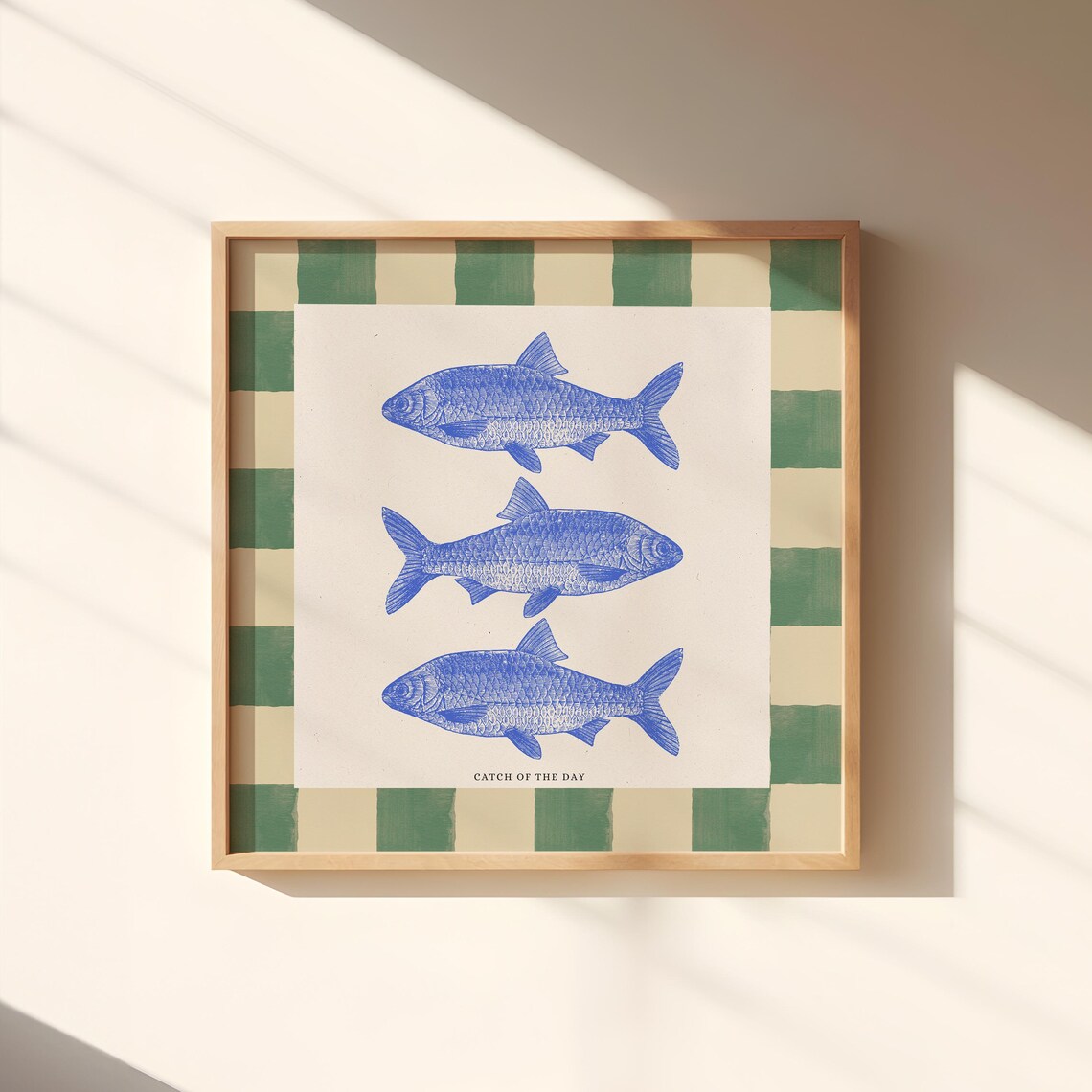 Salmon Illustration Art Print, Blue Thin Line Decor - Image 2