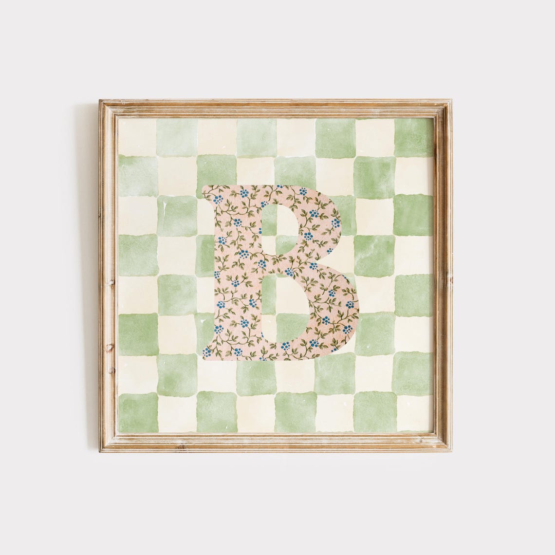 B Square Initial Print Personalized Gift Watercolor Art Gift Idea Art Print Print - Image 3