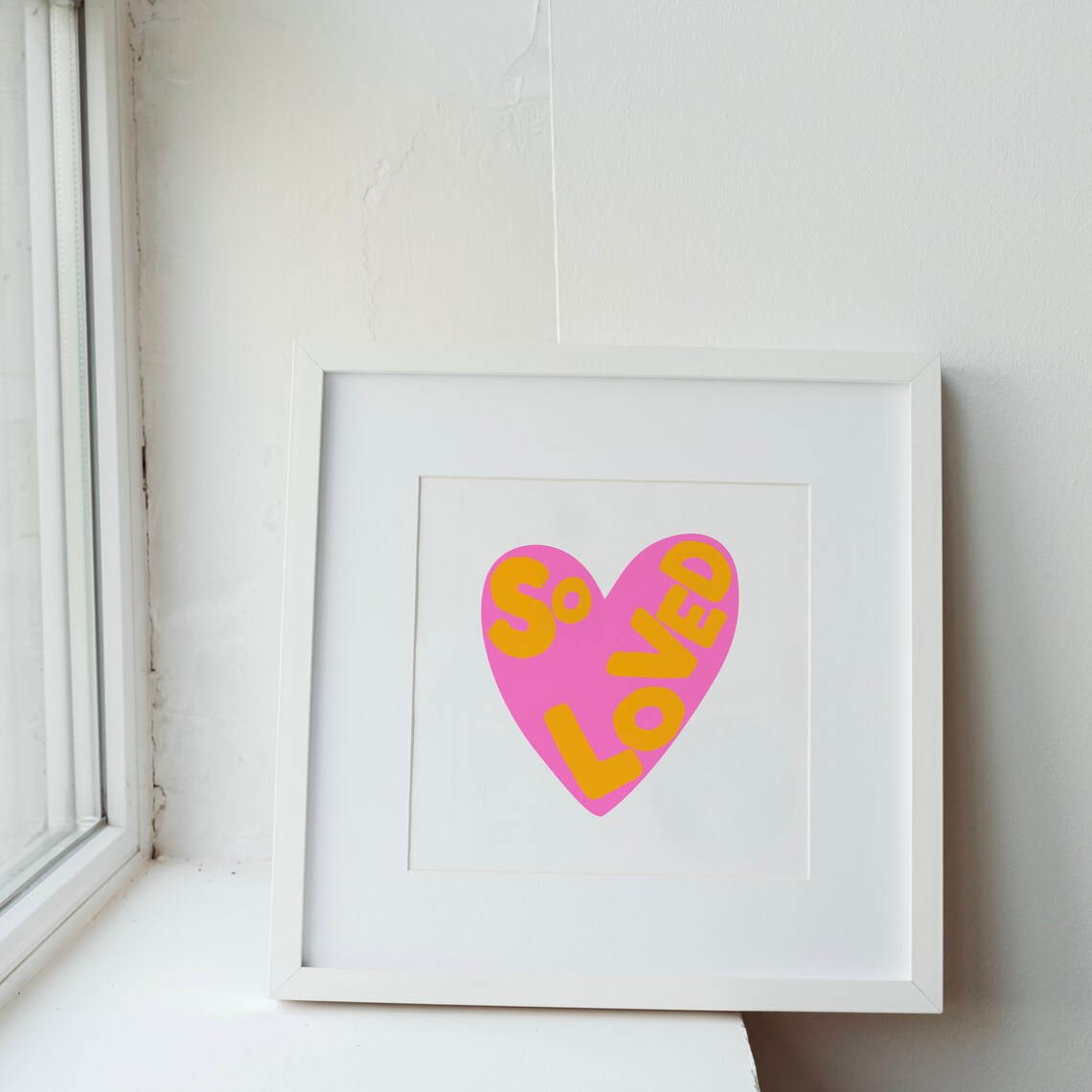 So Loved Bold Pink Heart Orange Typography Sweet Love Poster - Image 2