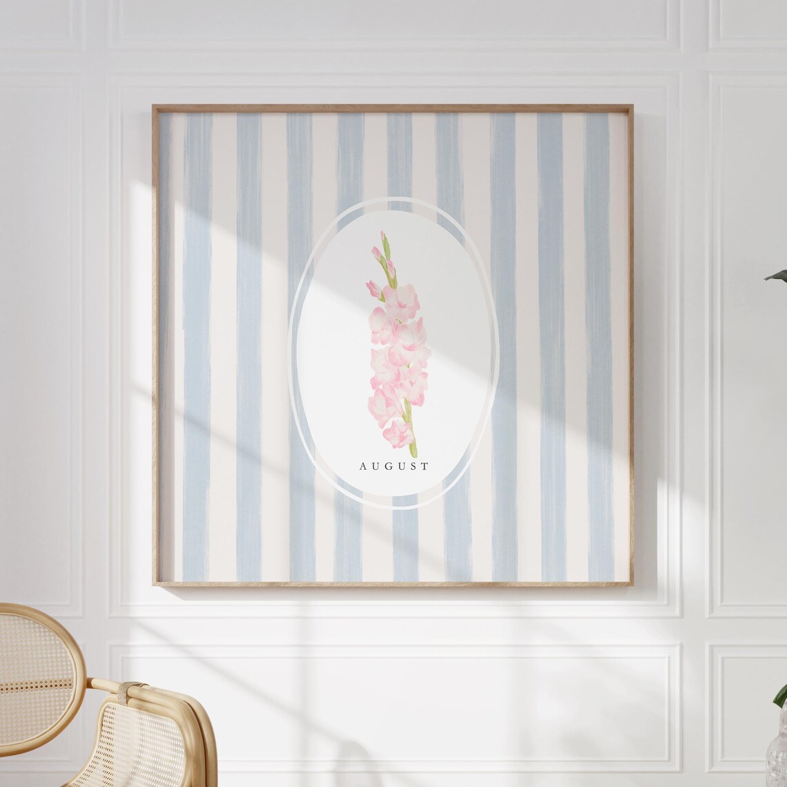 August Gladiolus Birth Flower Pink Blossom Botanical Art Poster - Image 3