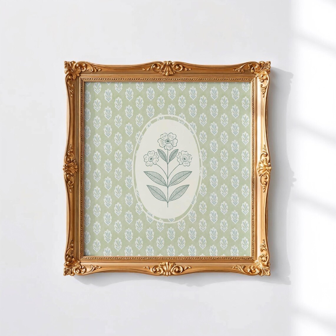 Vintage Floral Wallpaper Square Art Print