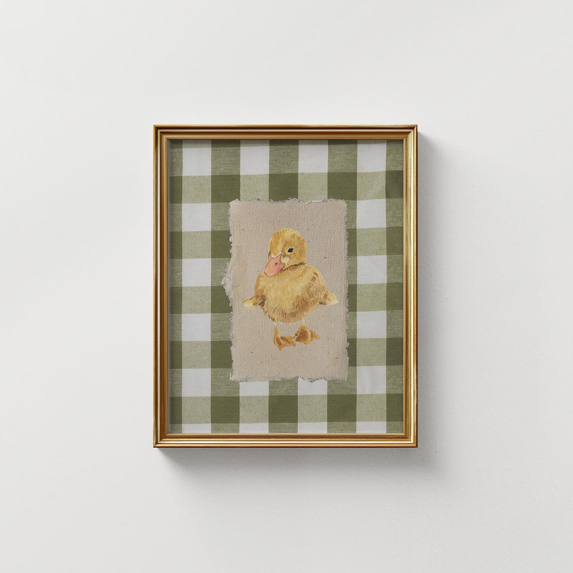 Watercolor Duckling Green Gingham Nursery Farmhouse Kitchen Poster - Image 2