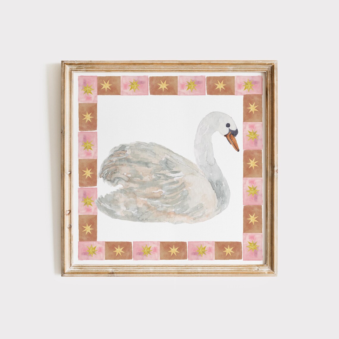 Celestial Swan Retro Poster, Living Room Decor