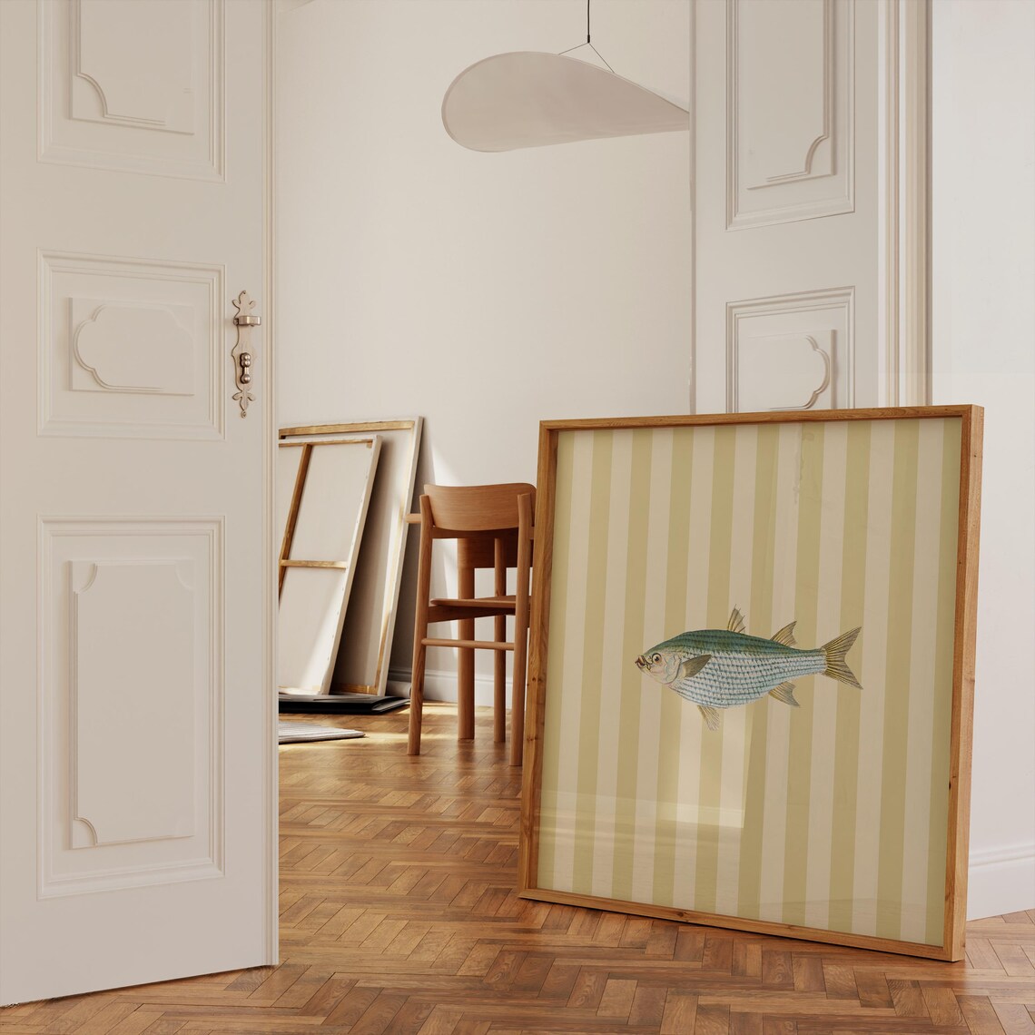 Striped Minimal Fish Print, Cottage Coastal Decor - Image 4