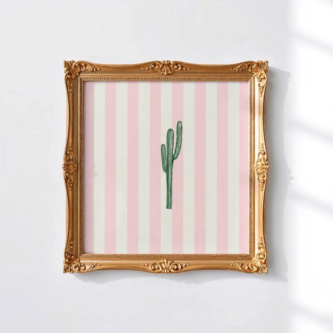 Saguaro Cactus Pink Striped Minimalist Desert Nursery Wall Poster - Image 3