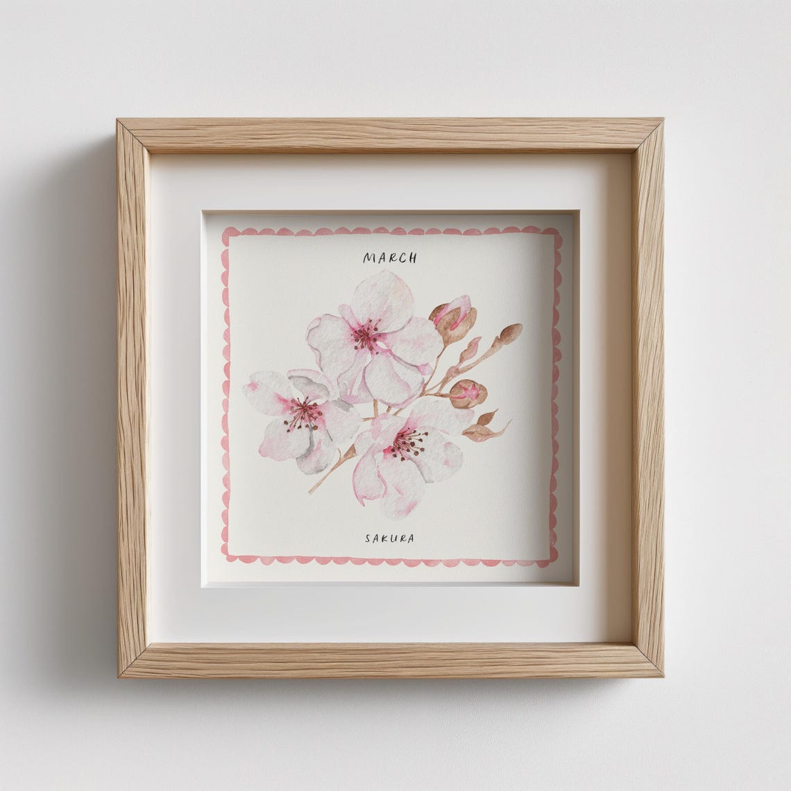 March Sakura Blossom Watercolor Birth Month Flower Art Poster - Image 2