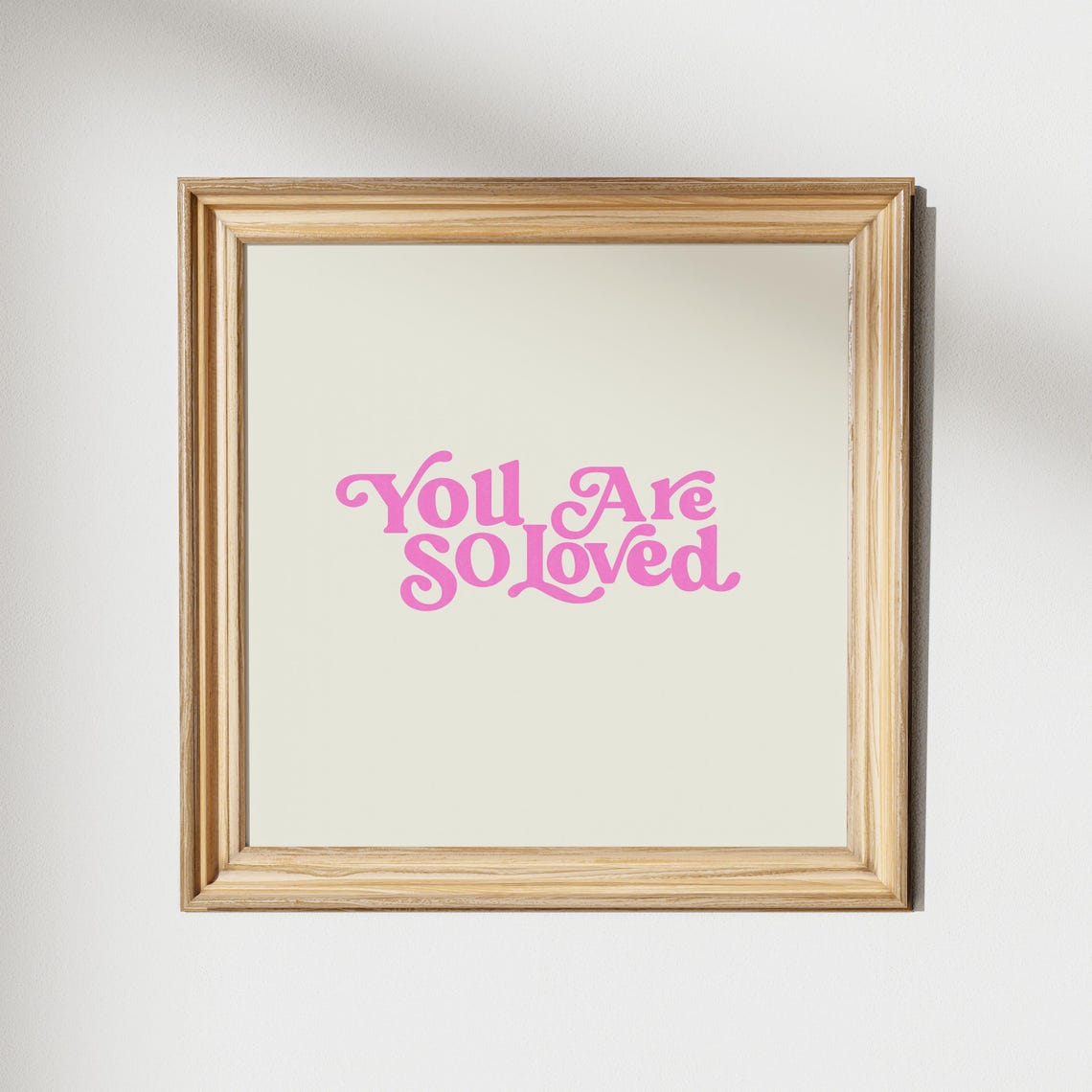 You Are So Loved Pink Groovy Retro Script on Cream Nursery Poster - Image 2