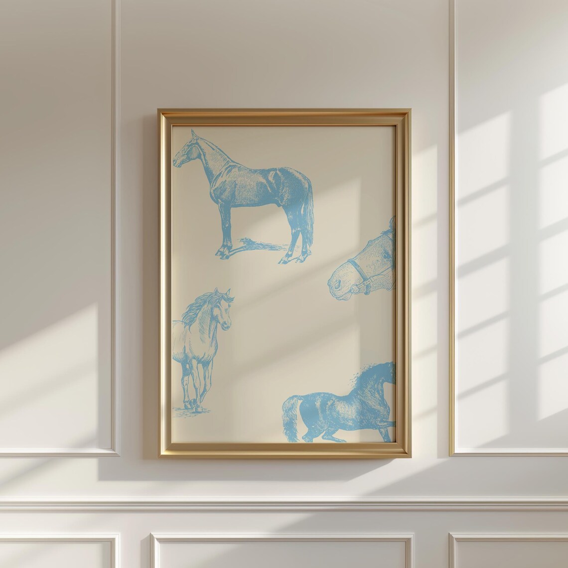 Sweet Blue Horse Illustration, Vintage Equestrian Art Print - Image 2