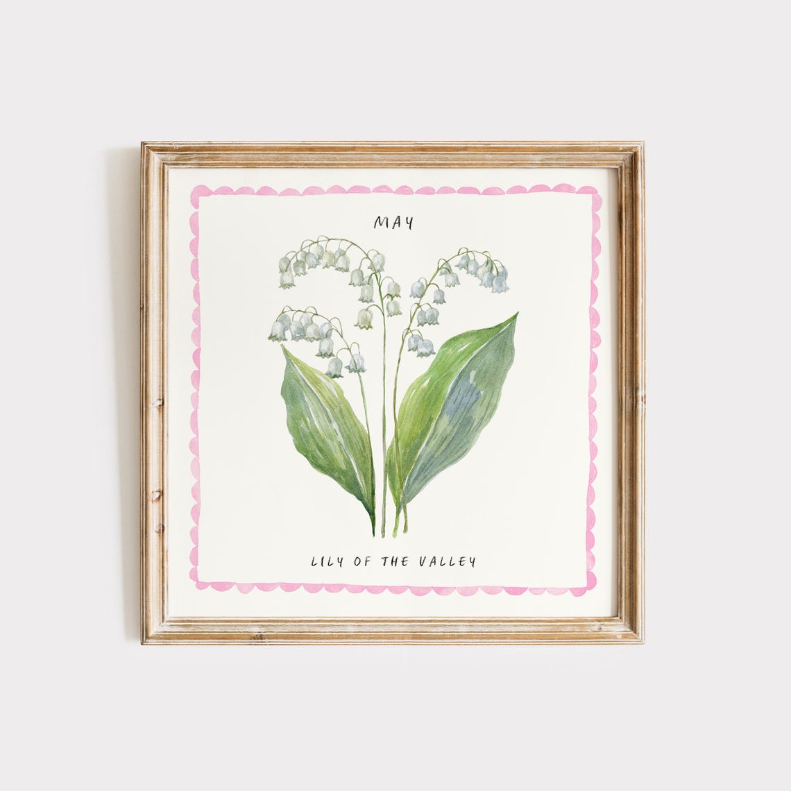 May Lily Of The Valley Birth Flower Watercolor Botanical Wall Art