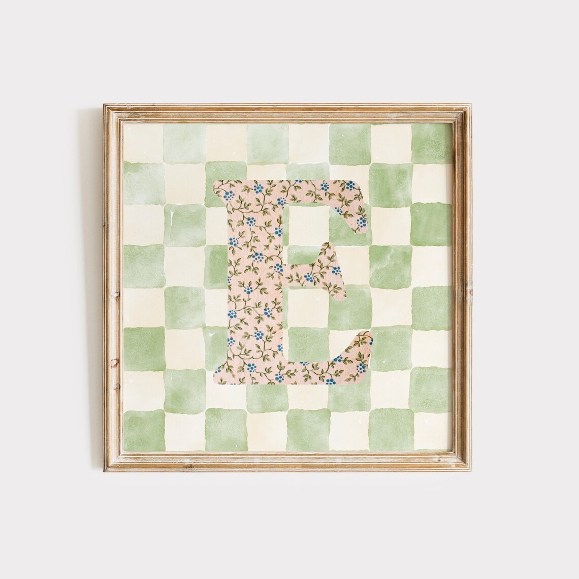 E Square Initial - Watercolor Personalized Print - Image 3