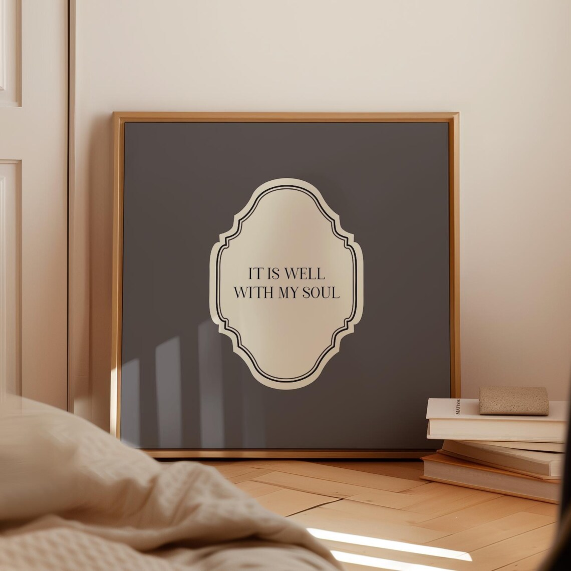 Charcoal Square It Is Well With My Soul Quote Ornate Faith Poster - Image 4