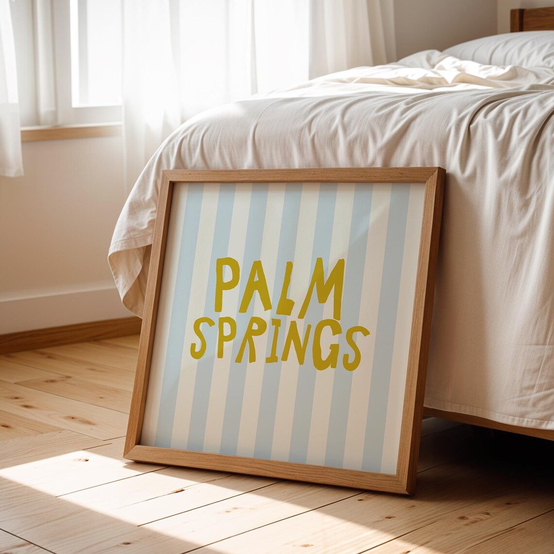 Palm Springs Gold Hand Lettered Striped Square City Name Travel Poster - Image 2