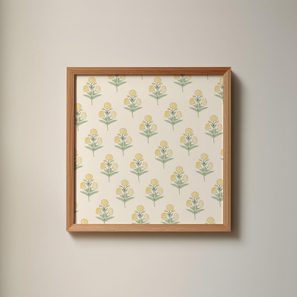 Sunny Yellow Dahlia Block Motif Floral Repeat Pattern Poster - Image 2