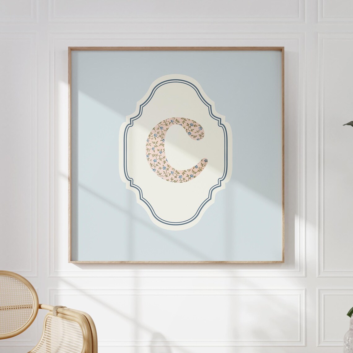 C Square Initial Personalized Watercolor Gift - Image 5