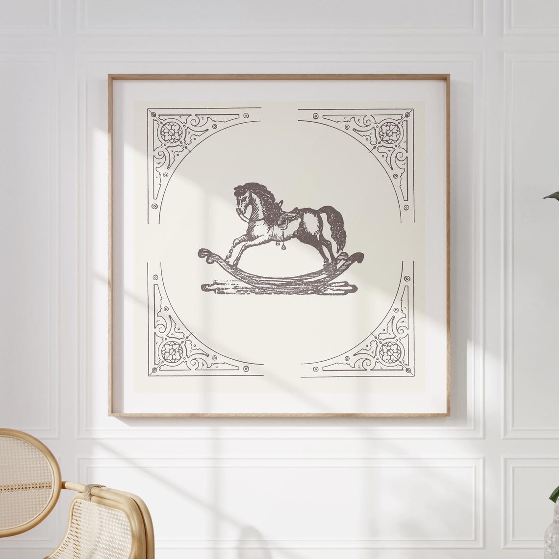 Vintage Rocking Horse Engraving Nursery Decor Illustration Poster - Image 2