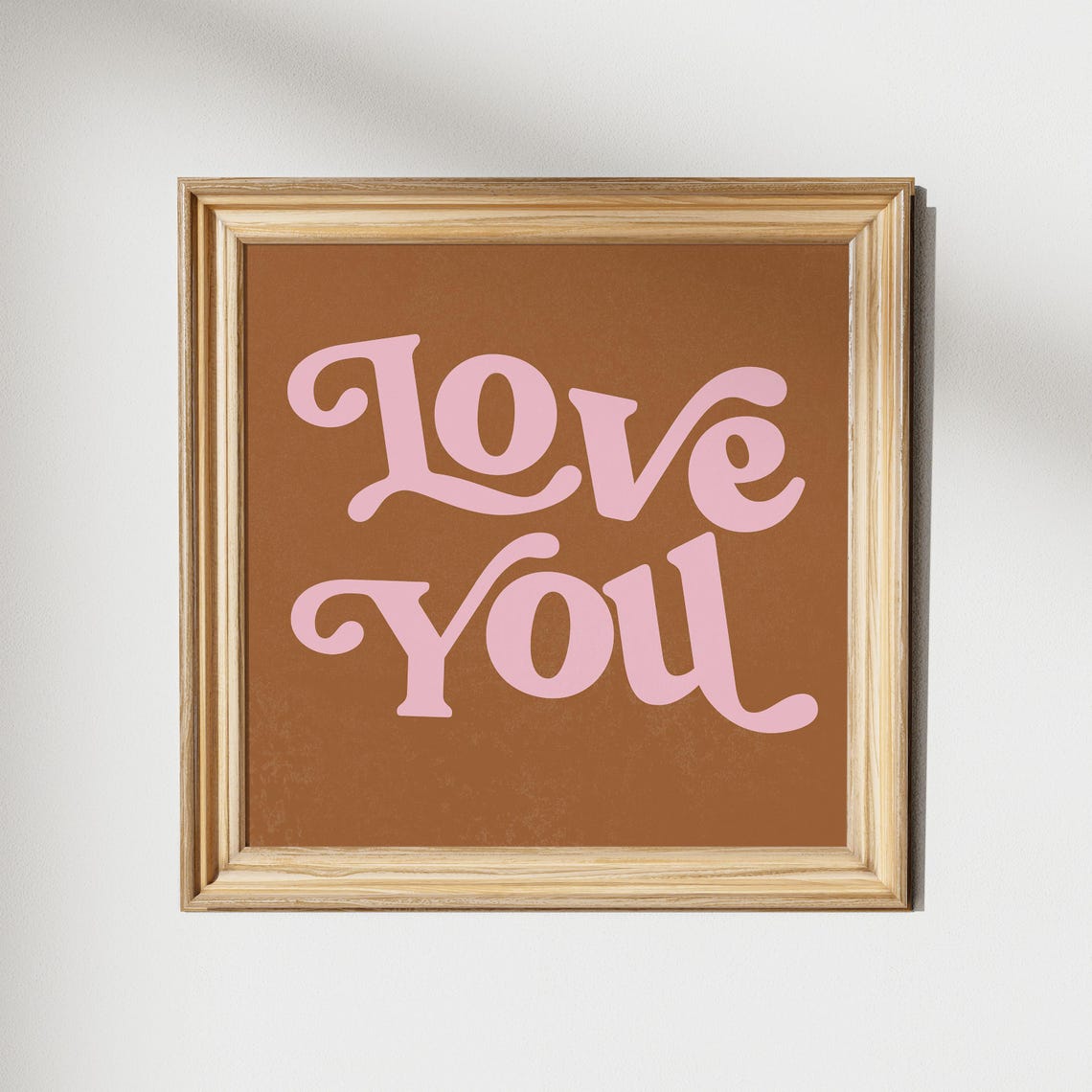 Love You Retro Script Pink on Brown Bold Typography Poster Sweet - Image 2