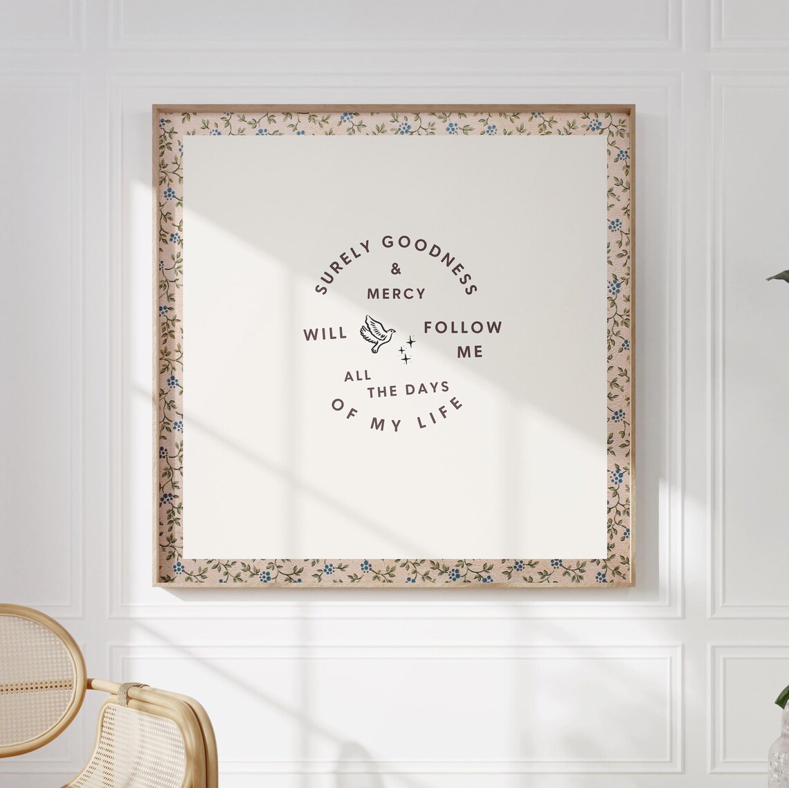 Surely Goodness and Mercy Christian Quote Dove Circle Poster - Image 2