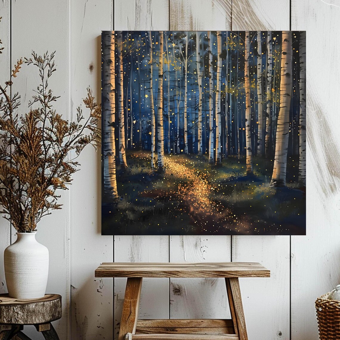 Starlit Forest Poster, Celestial Night Sky Decor - Image 3