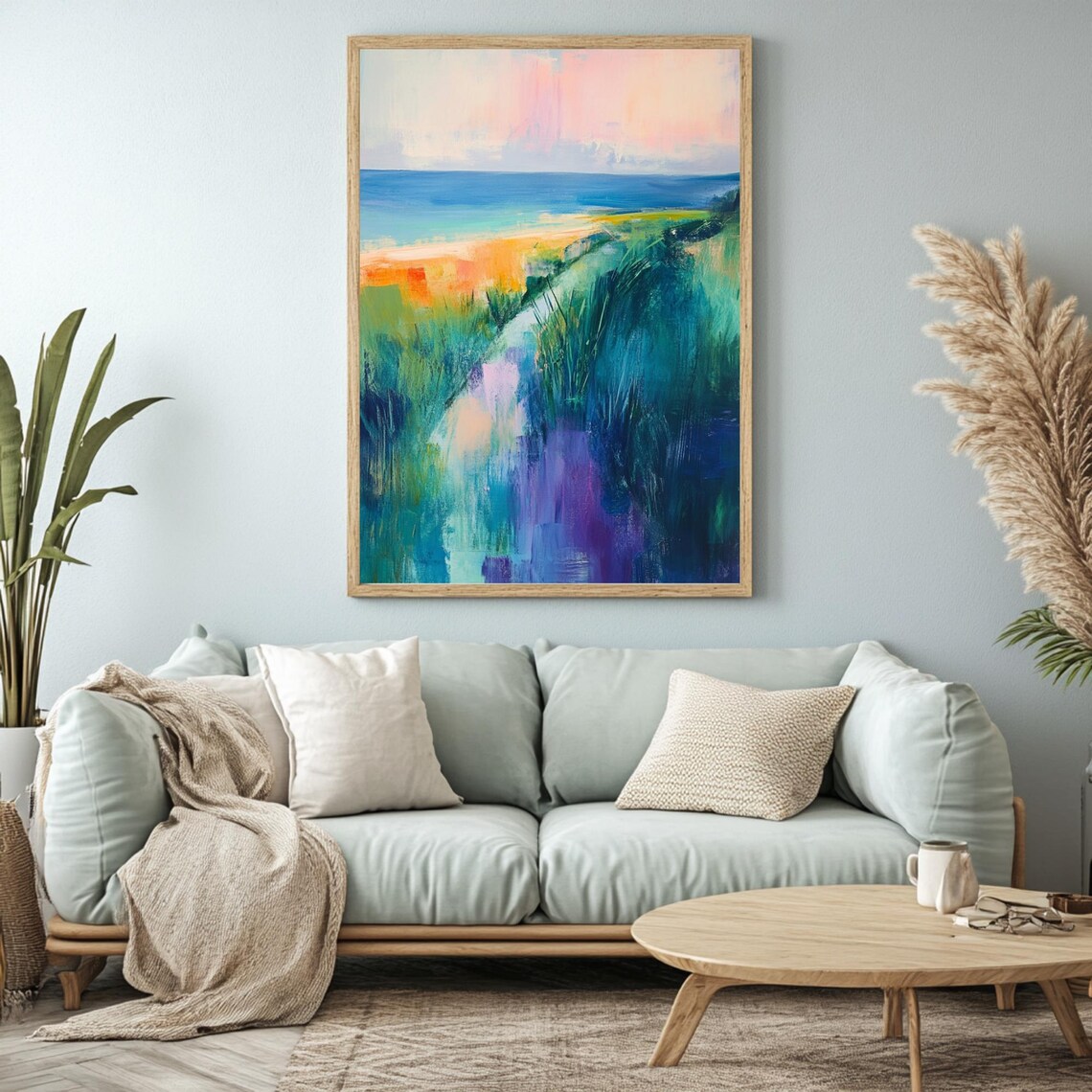 Seaside Path Abstract Coastal Landscape, Beachy Decor - Image 3
