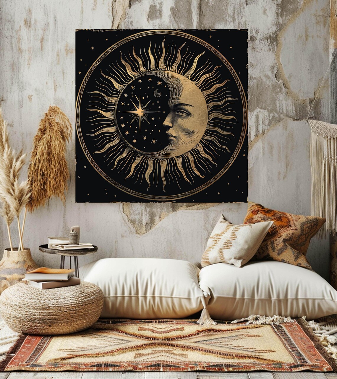 Vintage Sun And Moon Art Print, Celestial Wall Art - Image 2
