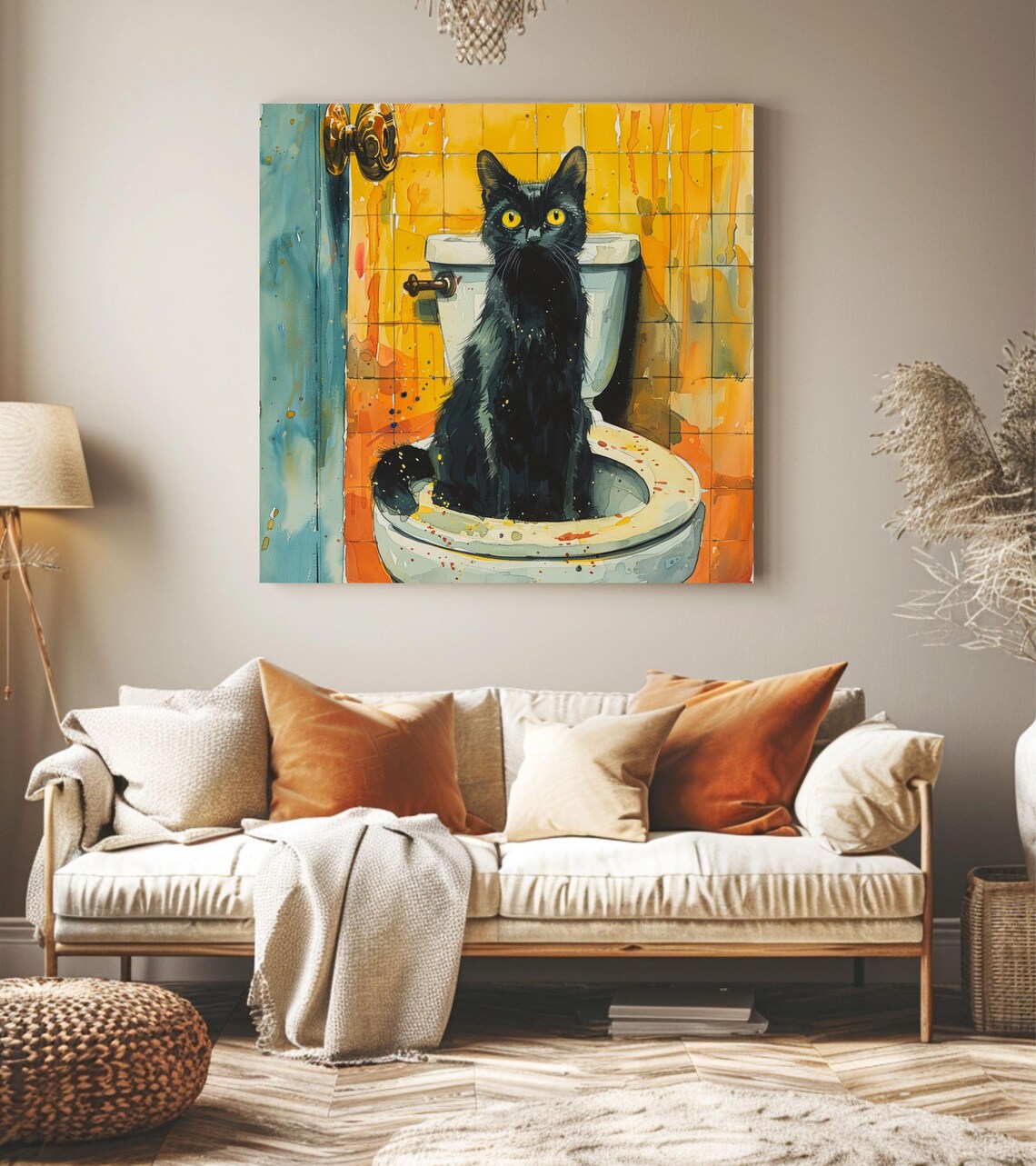 Funny Cat Bathroom Wall Art, Maximalist Decor - Image 2