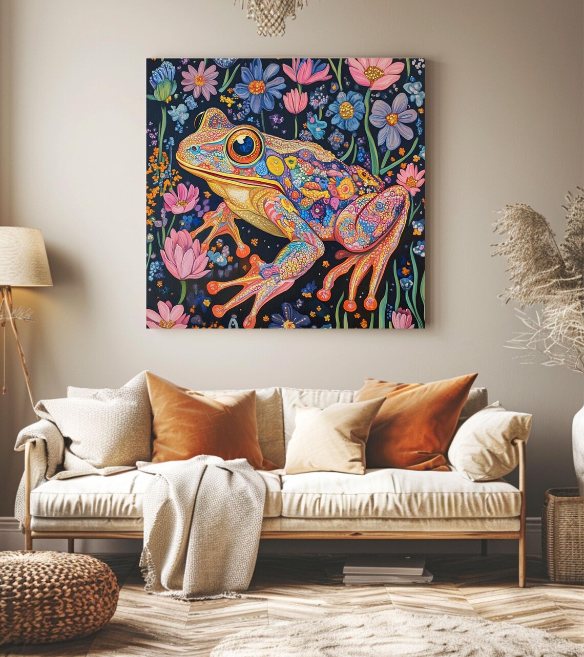 Vibrant Frog, William Morris Style Nature Art - Image 5