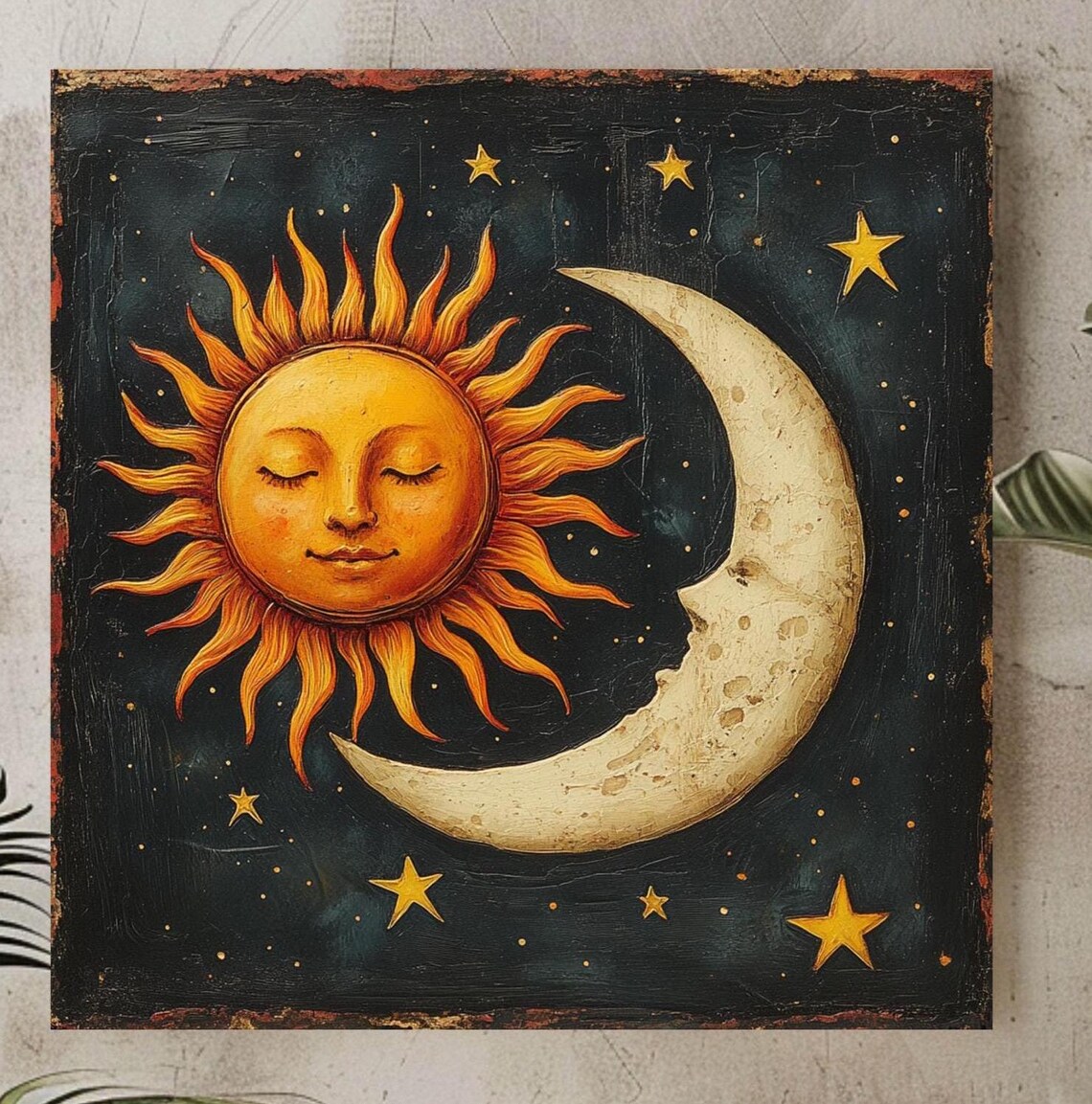 Vintage Sun And Moon Art, Mystical Cosmos Decor