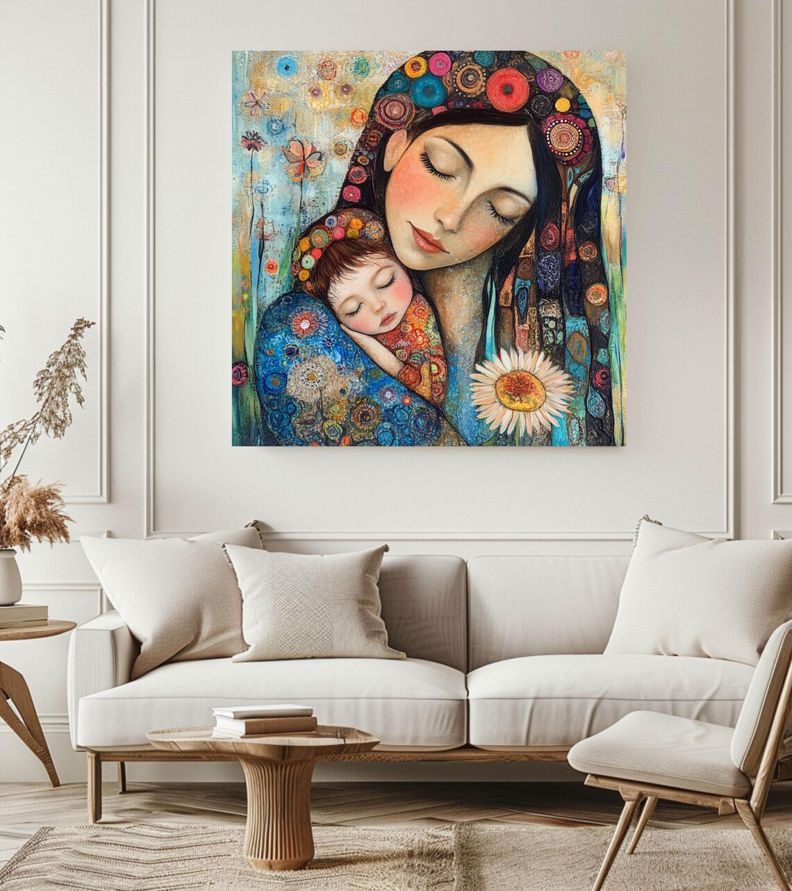 Mother And Child Boho Wall Art, Hippie Decor - Image 3