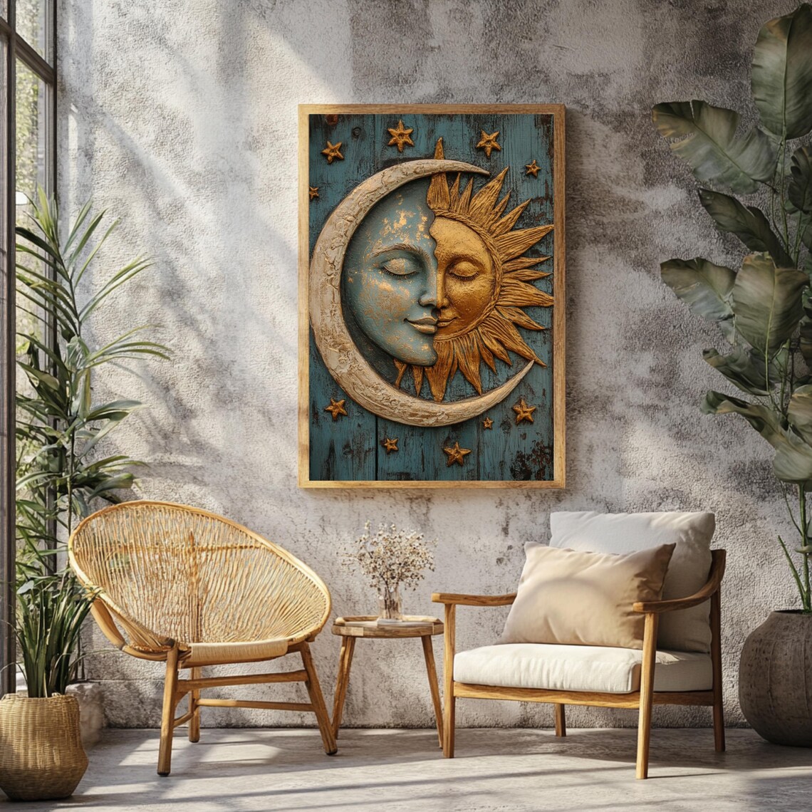 Sun and Moon Vintage Art Print, Mystical Celestial - Image 2