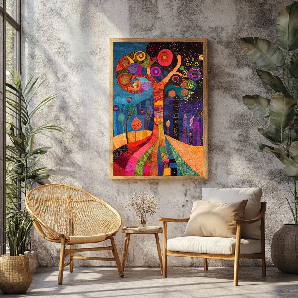 Whimsical Tree Colorful Abstract Nature Print Vibrant Boho Landscape Art Playful Home Decor Instant - Image 2