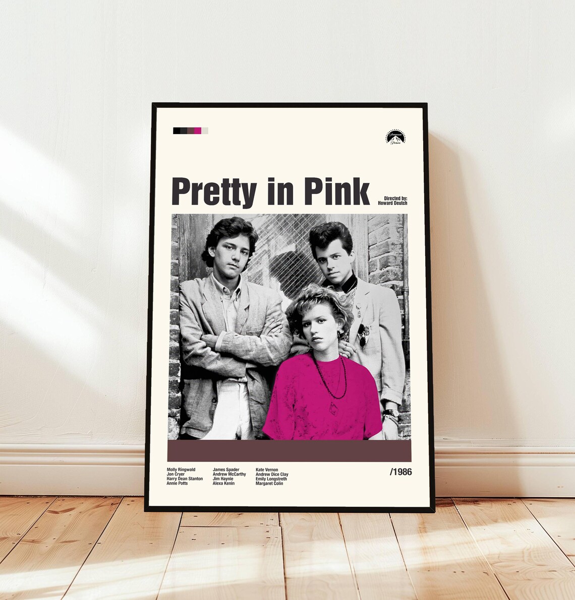 Pretty In Pink 1986 Minimalist Midcentury Classic 80s Romance Movie Poster