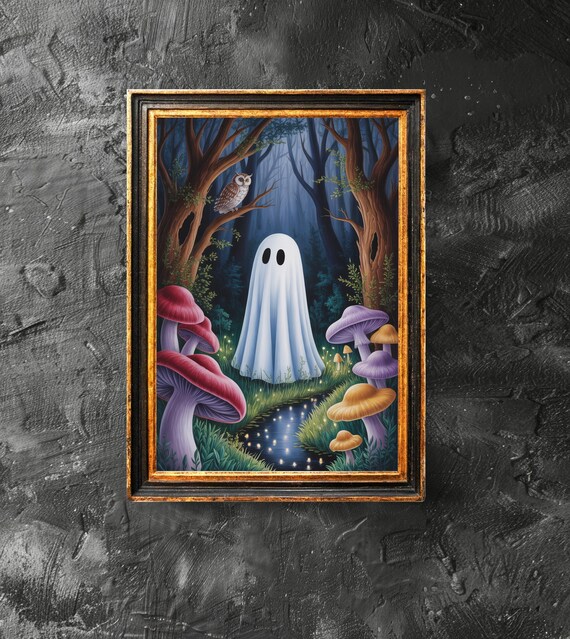 In Mushroom Forest Cute Poster Dark Academia Haunting Halloween Vintage