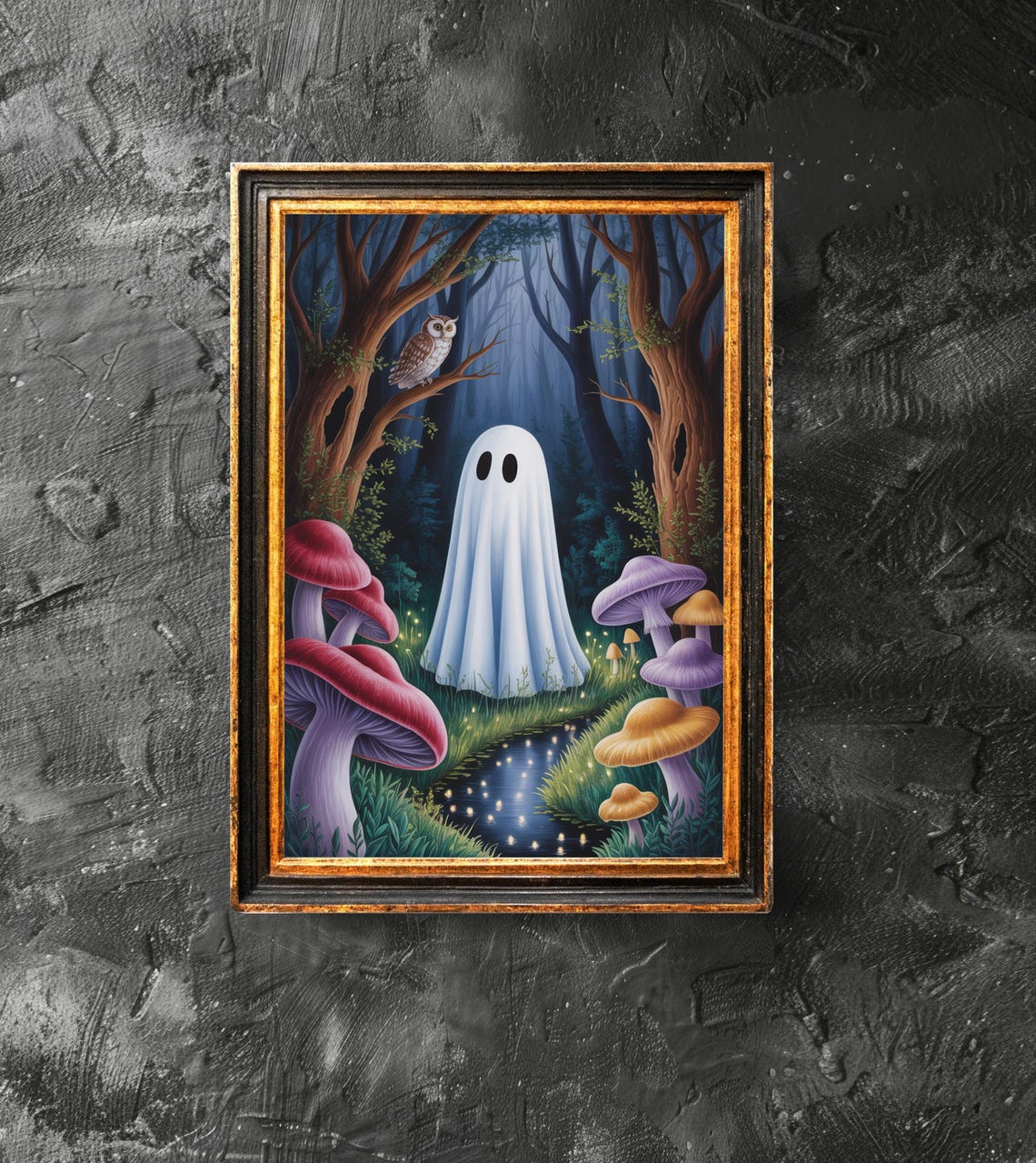 In Mushroom Forest Cute Poster Dark Academia Haunting Halloween Vintage