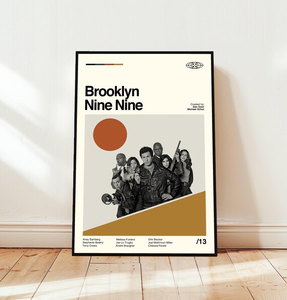 Brooklyn Nine Nine Minimalist Poster with Main Cast Ensemble Artwork