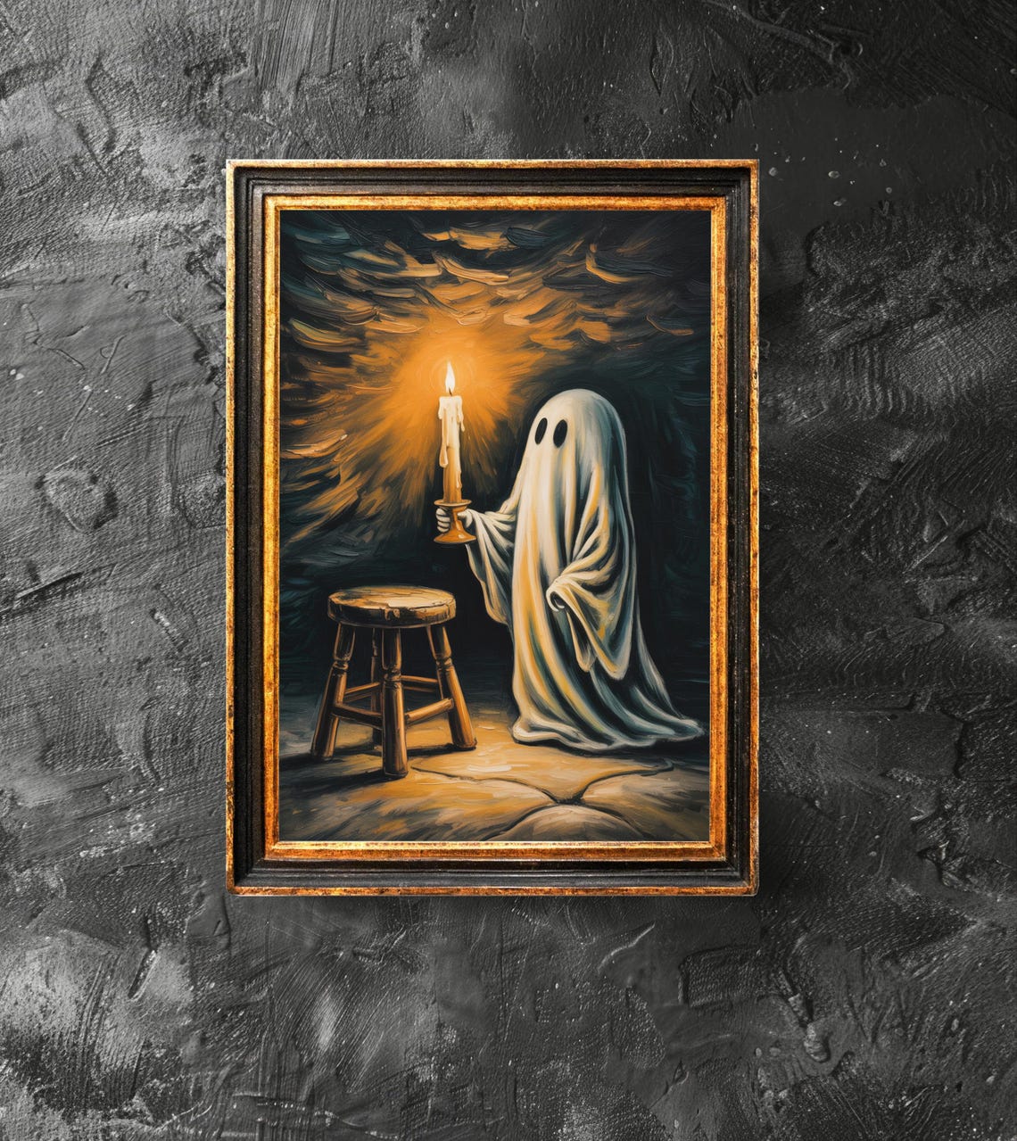 Holding Candle Poster Spooky Haunting Dark Academia Decor Funny Halloween Gift Print Art