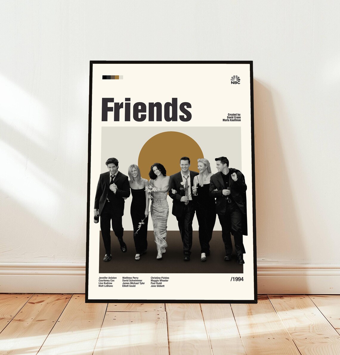 Friends 1994 Minimalist Cast Credits NBC Comedy TV Show Art Poster