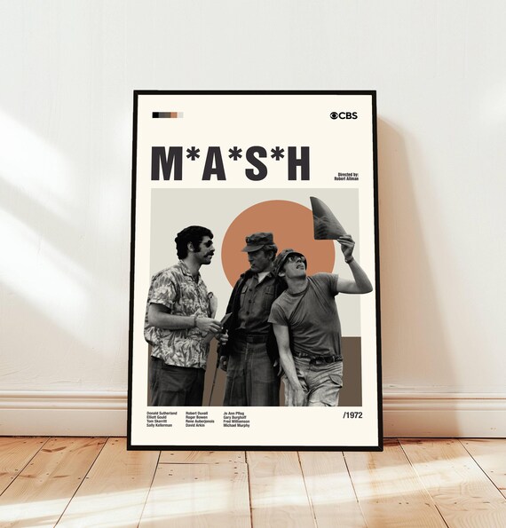 MASH 1972 Minimalist Movie Poster in Mid Century Modern Style