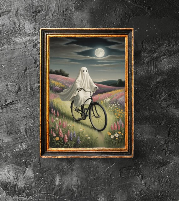 Riding A Bike Poster Cute Bicycle Funny Print Lover Gift Halloween Decor
