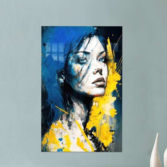 Woman Art Decor Boho Wall Abstract Hanging Modern Portrait Glass Halloween